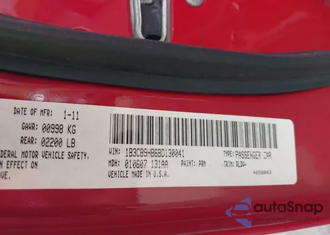 2011 Dodge Caliber Uptown из США, поврежденный, VIN 1B3CB9HB6BD130041